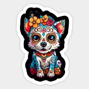 Dog Sugar Skull Halloween Sticker